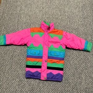 vintage neon color block ski jacket metro express
